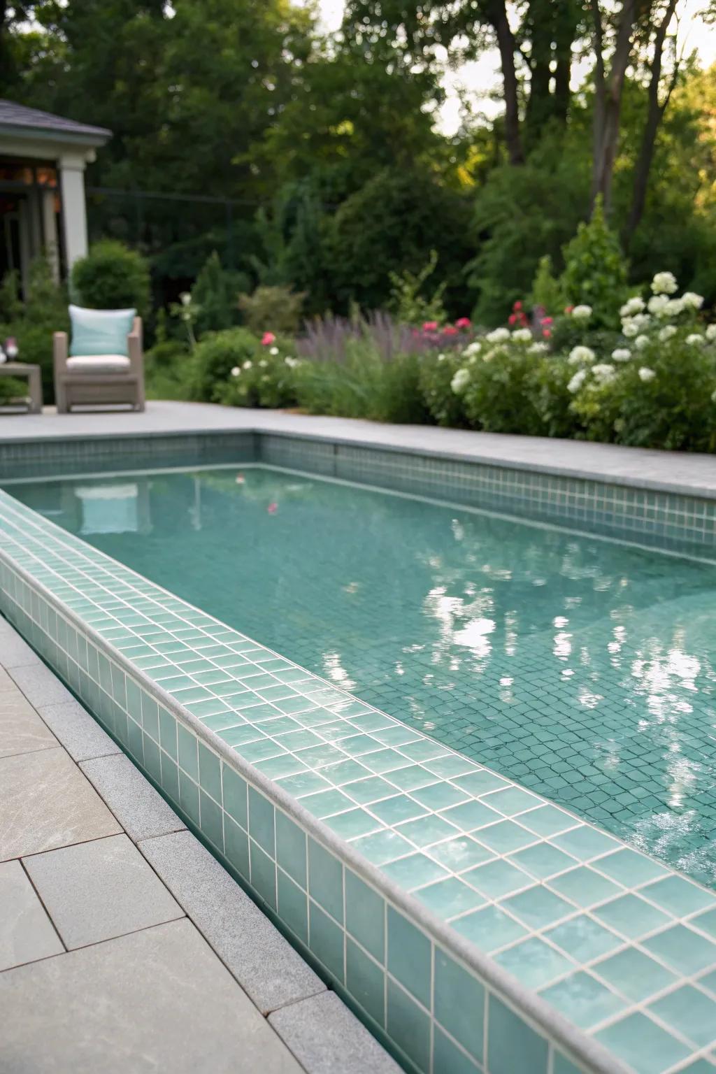 Frosted tiles provide a soft, elegant finish to your pool.