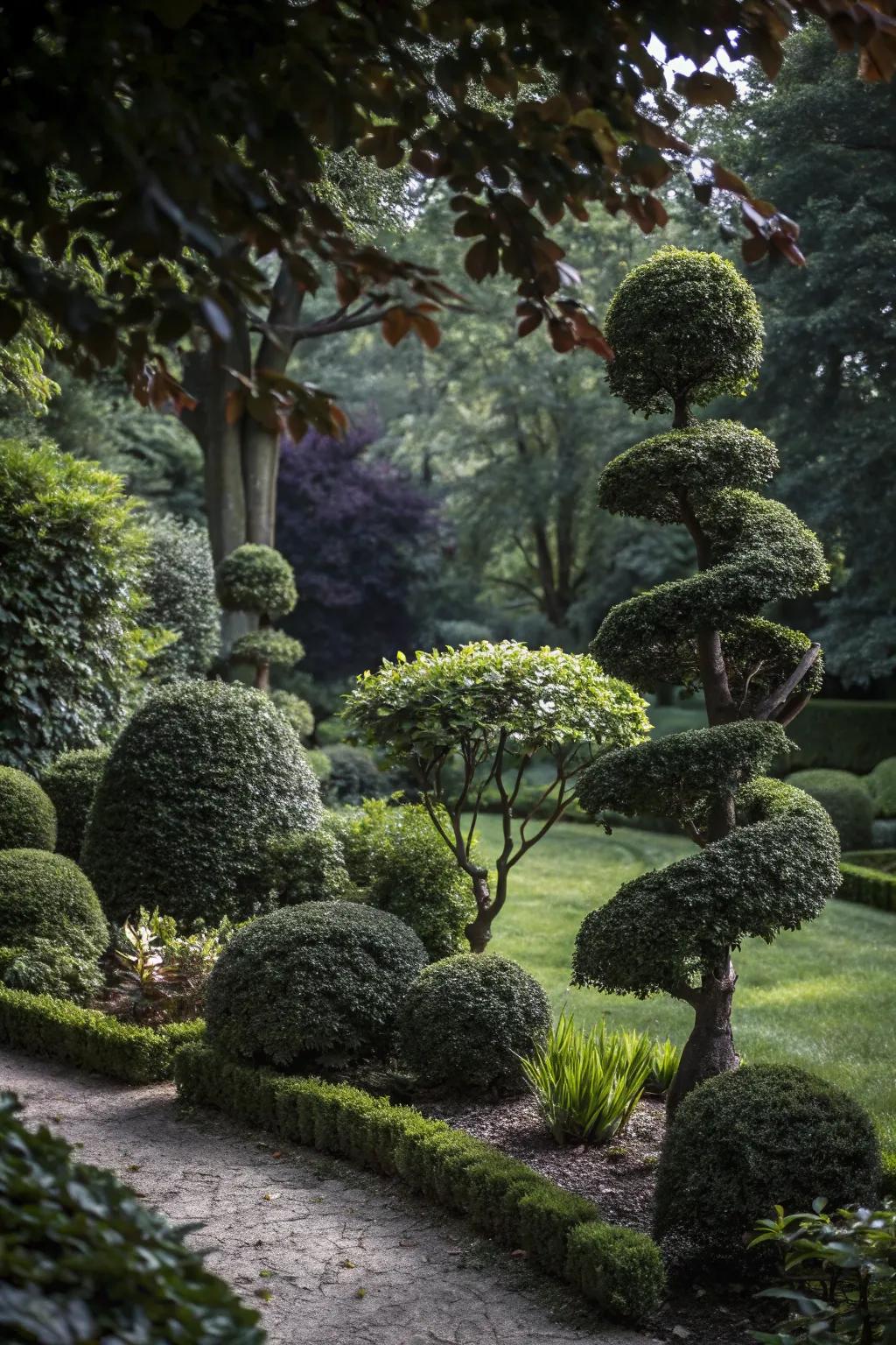 Sculptural plants add a whimsical touch to the garden.