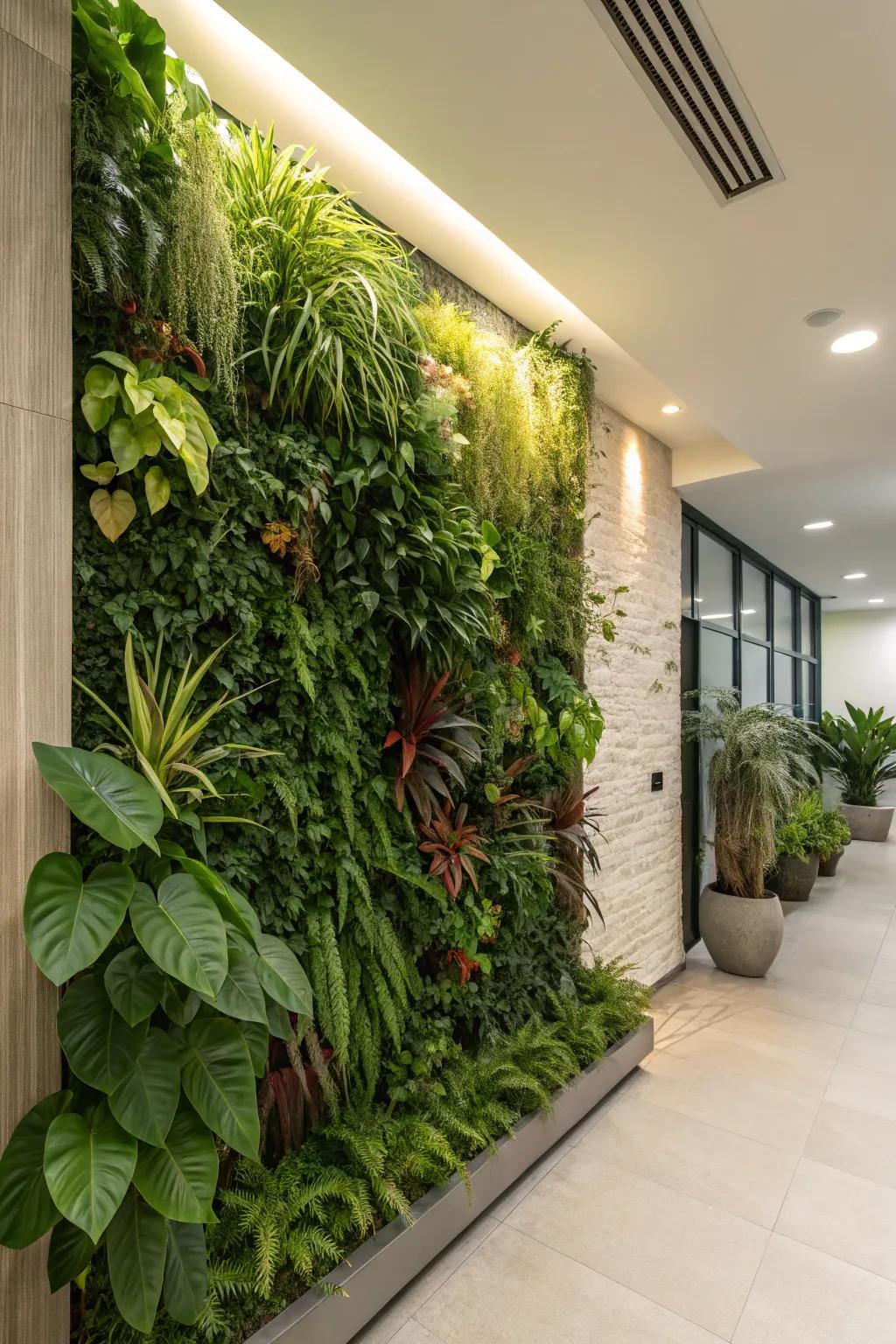 A stunning indoor green wall bringing nature inside.