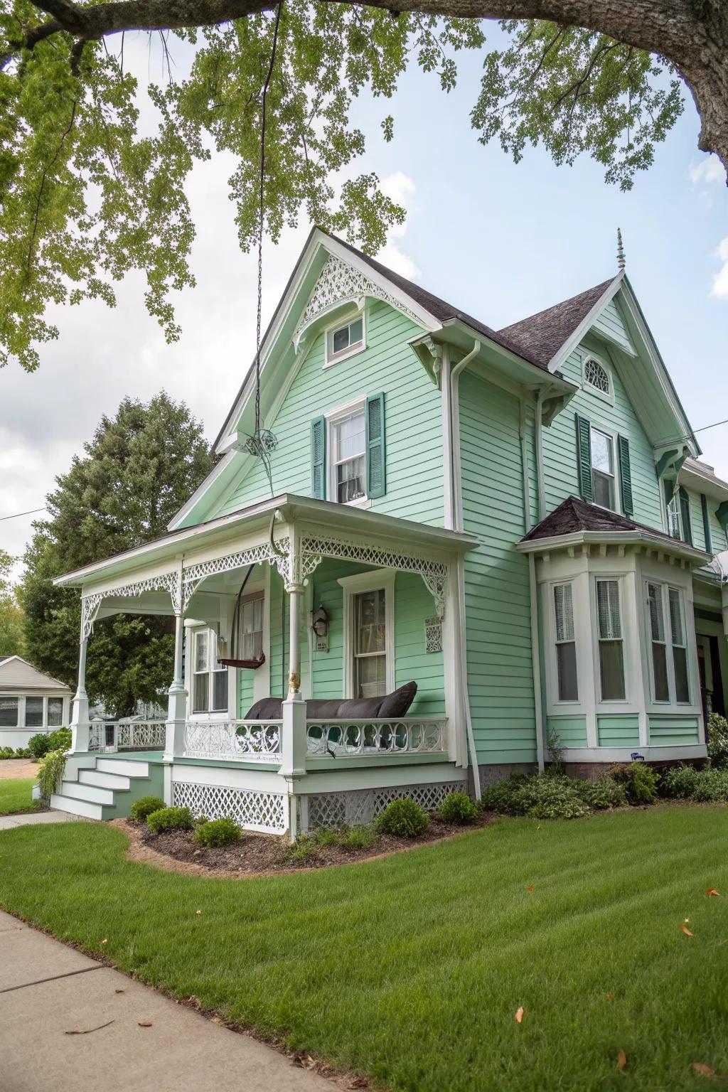 Mint green brings a fresh, playful charm.