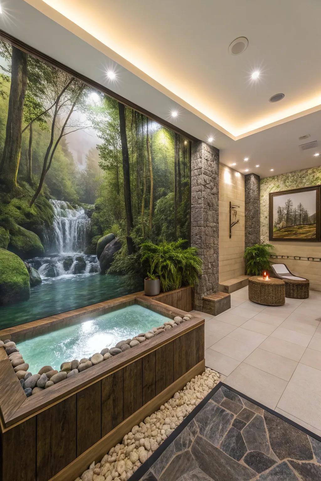 Nature scenes create a calming backdrop for your spa.