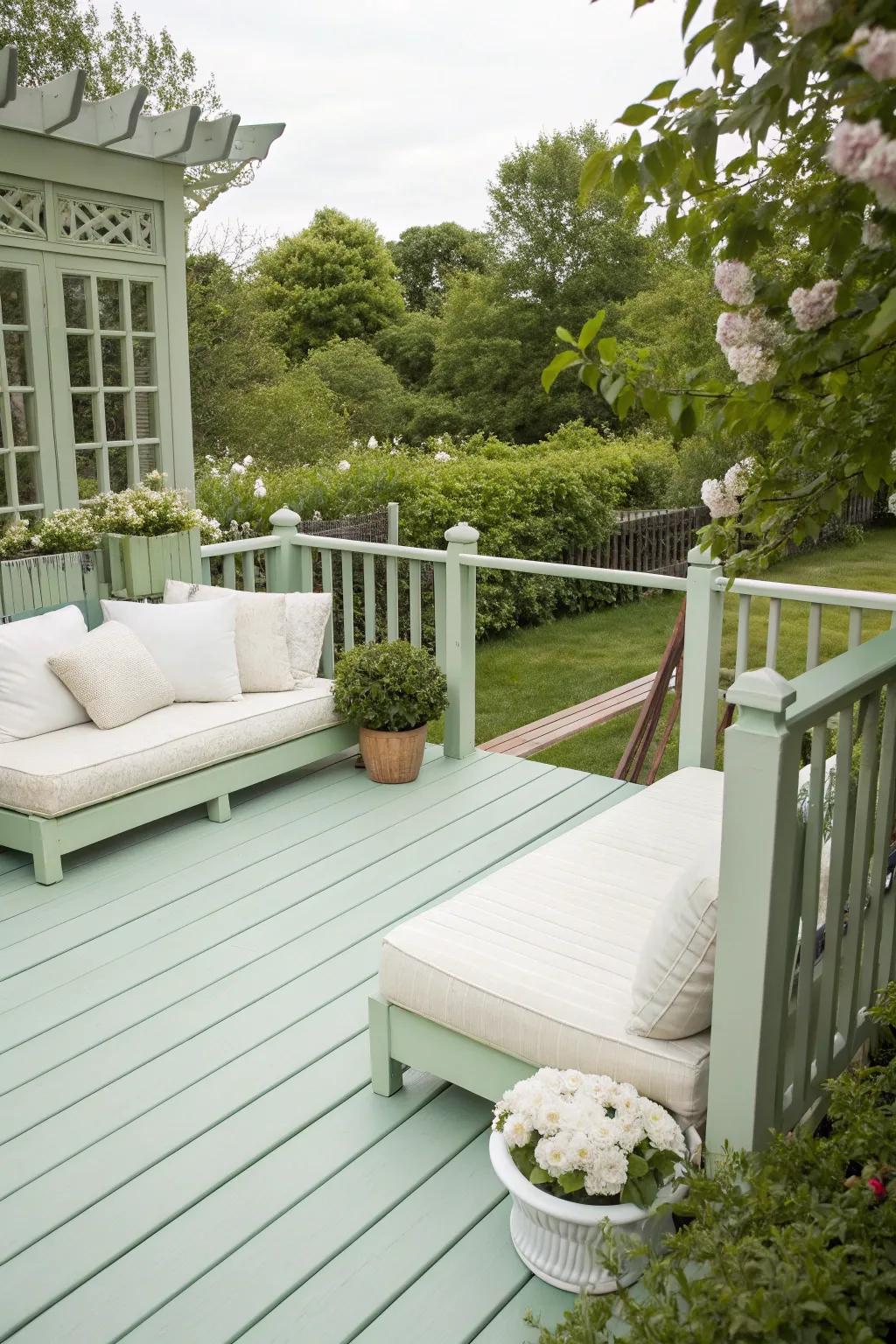 Mint green and cream offer a refreshing, simple look.