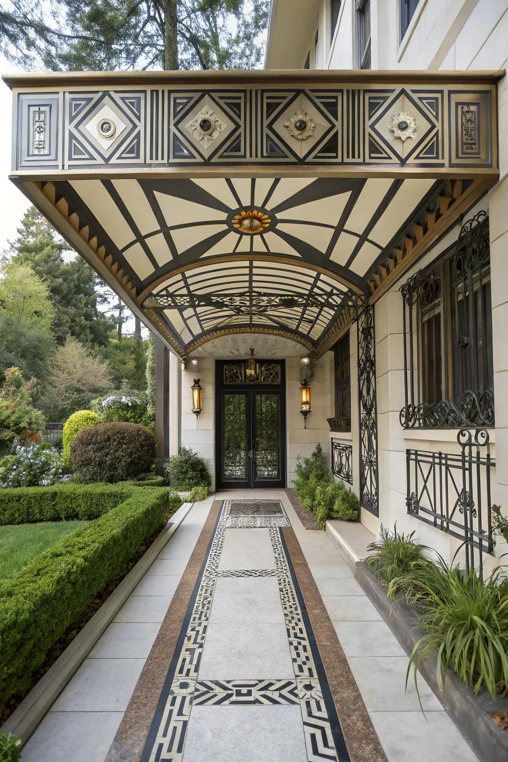 An Art Deco canopy that dazzles with vintage flair.