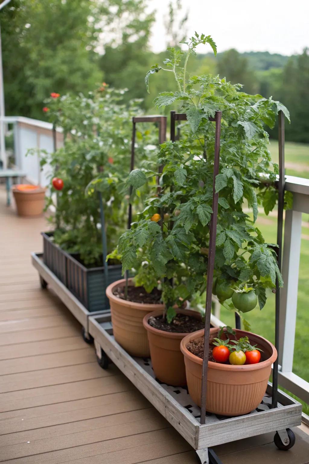 A mobile garden allows for easy repositioning to optimize sun exposure.
