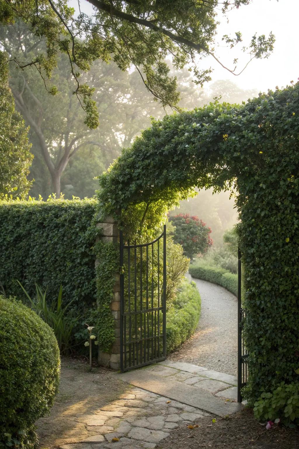 Natural privacy with a hedge gate.