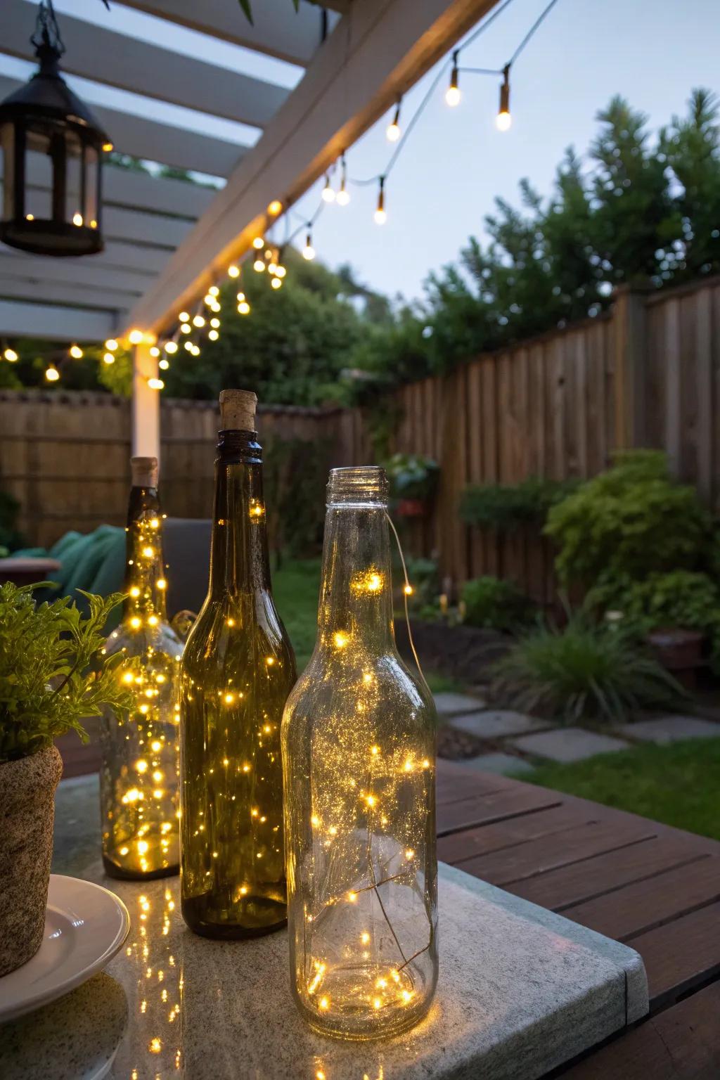 Bottle lamps add a personal and whimsical touch.
