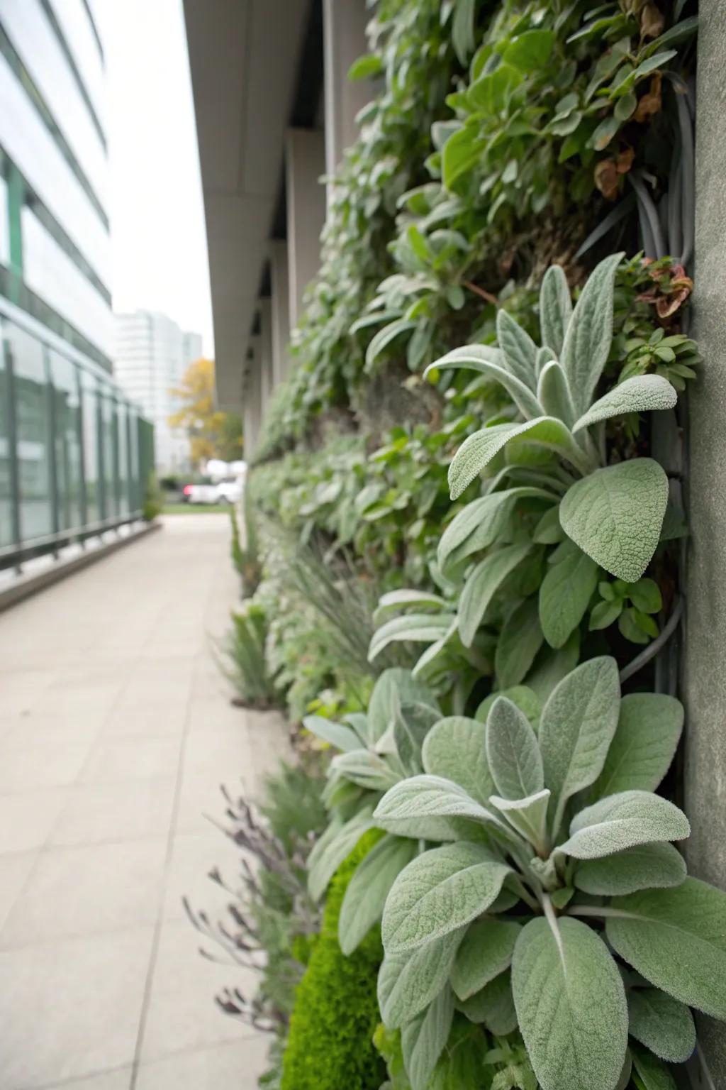 Lamb's ear brings unexpected charm to a vertical garden.