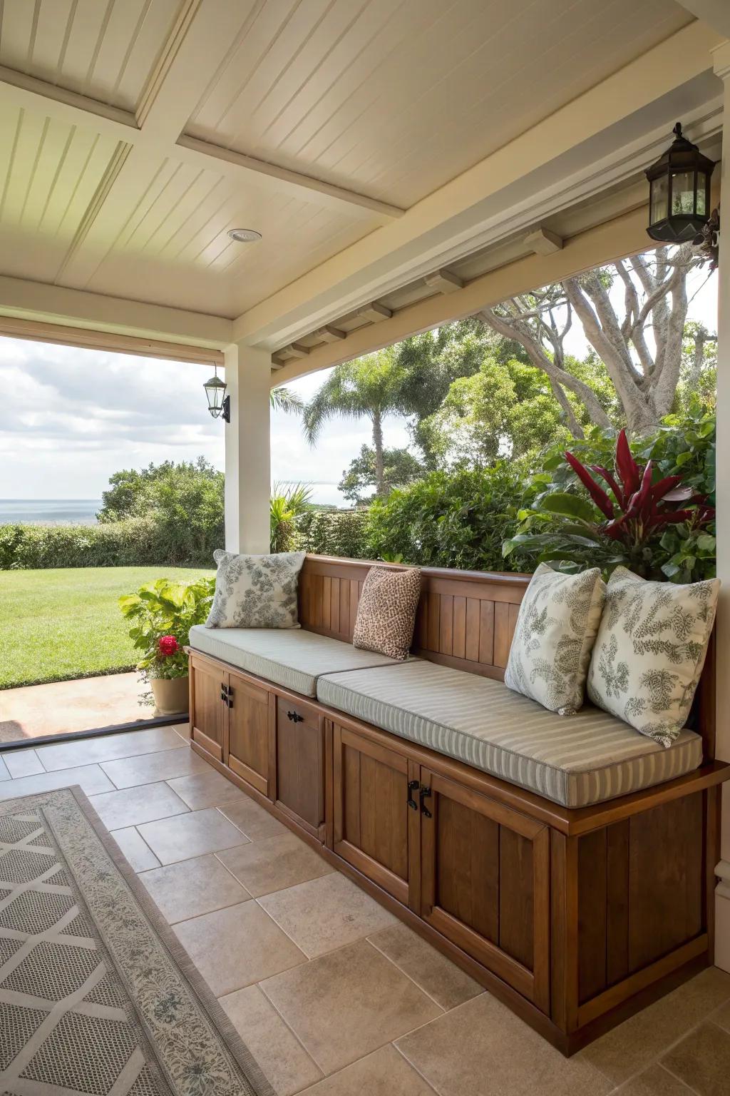 Hidden storage keeps your lanai clutter-free.