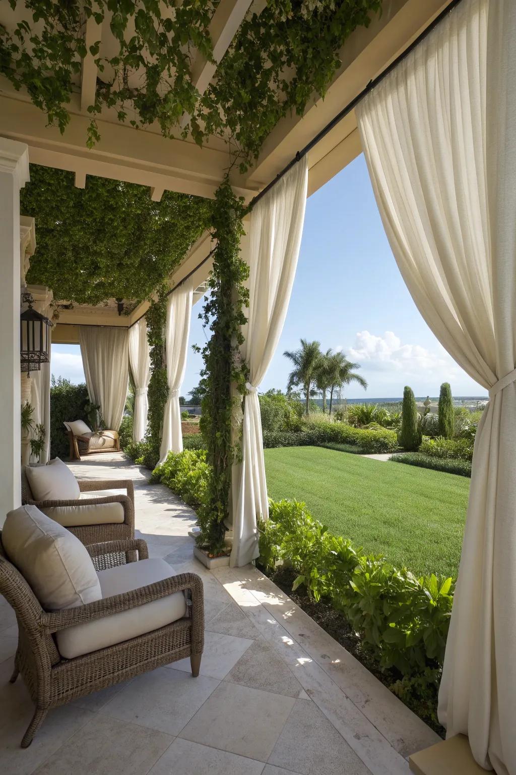 Privacy elements create a secluded ambiance on your lanai.
