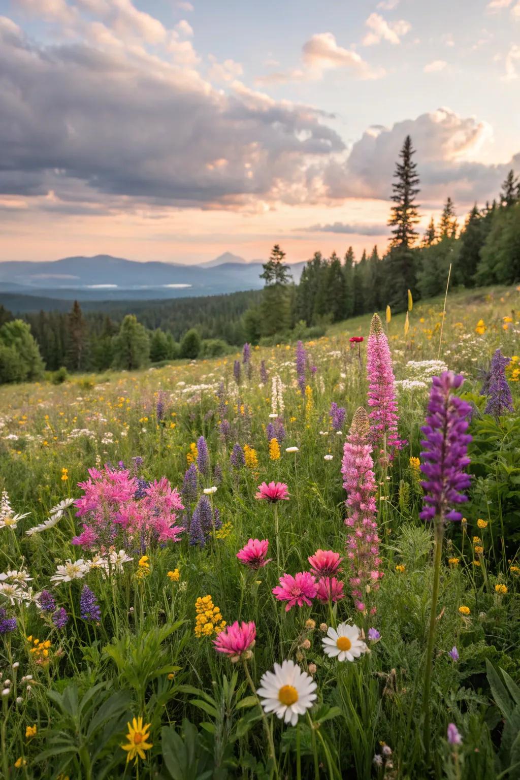 Wildflower meadows offer vibrant color and support local pollinators.
