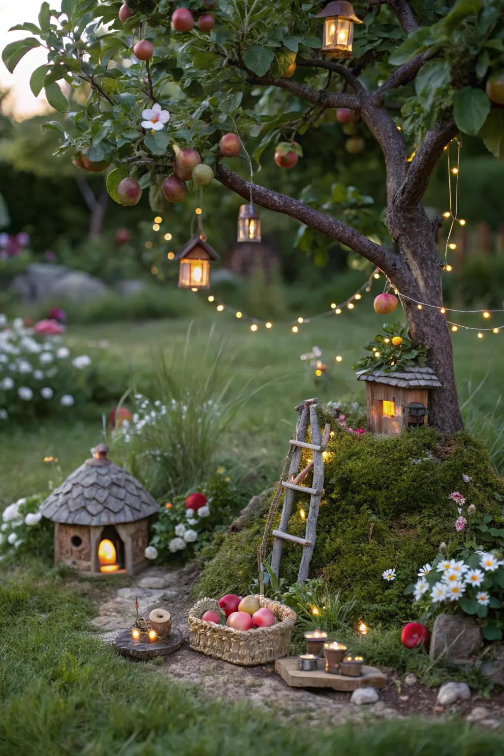 Create a magical fairy garden beneath your fruit trees.