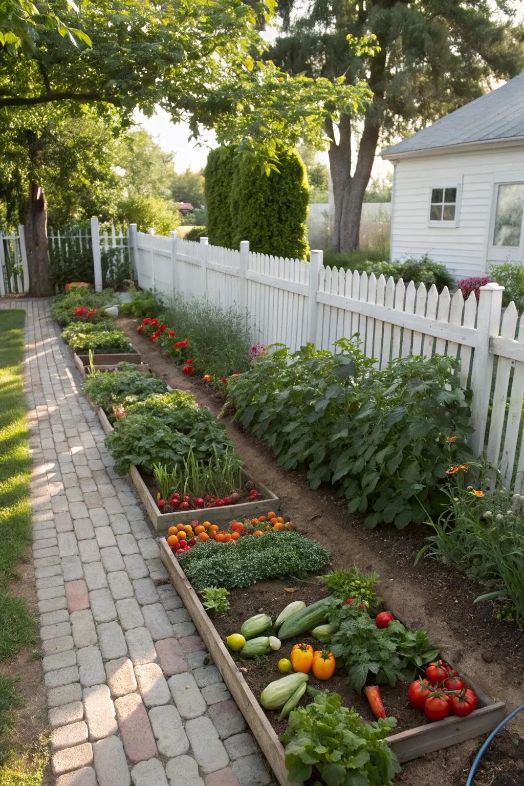 A vegetable garden provides fresh produce and adds practical beauty.