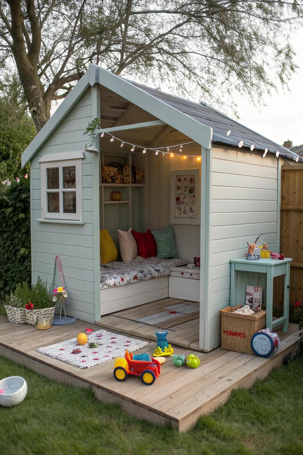 A delightful lean-to playhouse perfect for children.