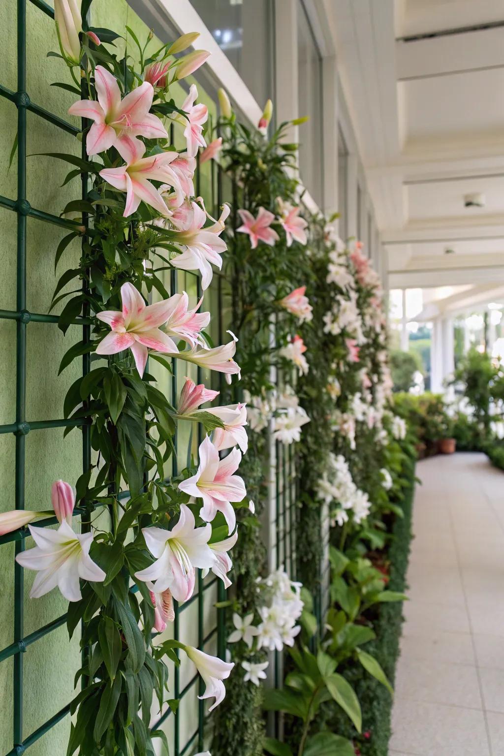 Vertical gardening with climbing lilies