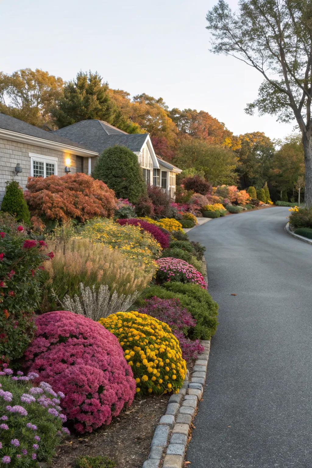 Seasonal plantings keep your driveway vibrant and welcoming all year