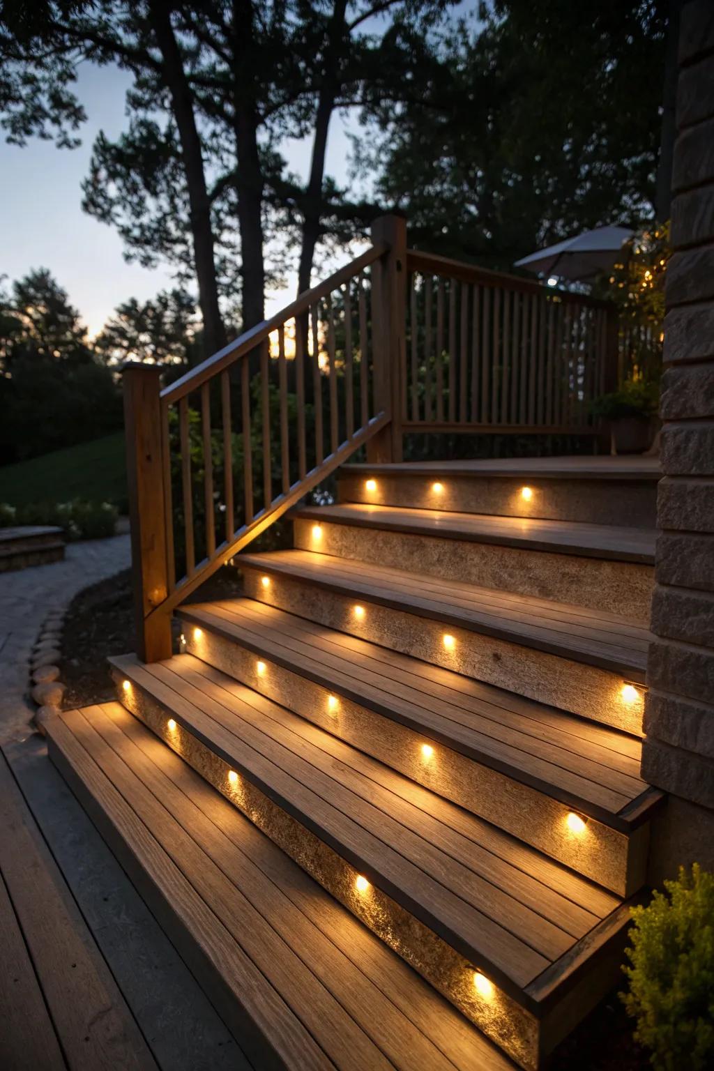 Step deck lighting enhances safety with style.