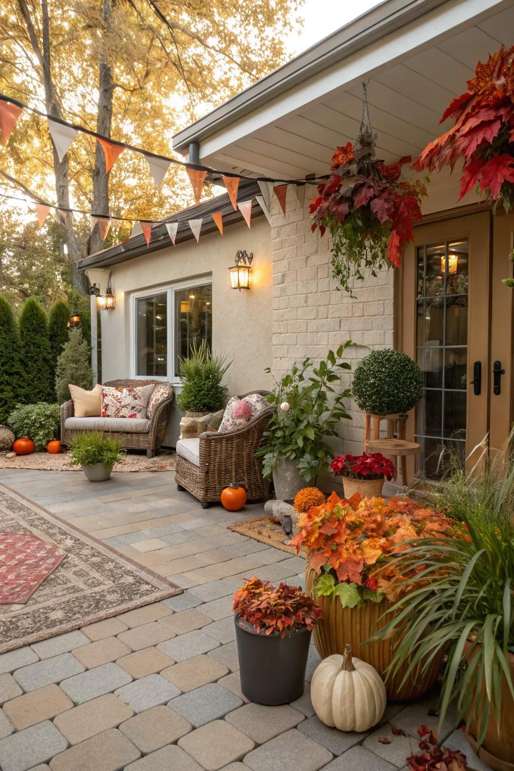 Seasonal decor that keeps the patio vibrant and welcoming