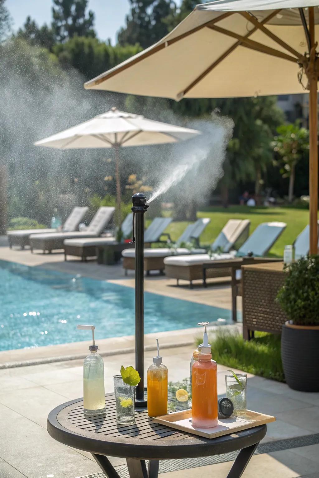 A cooling station offers relief and refreshment for guests.