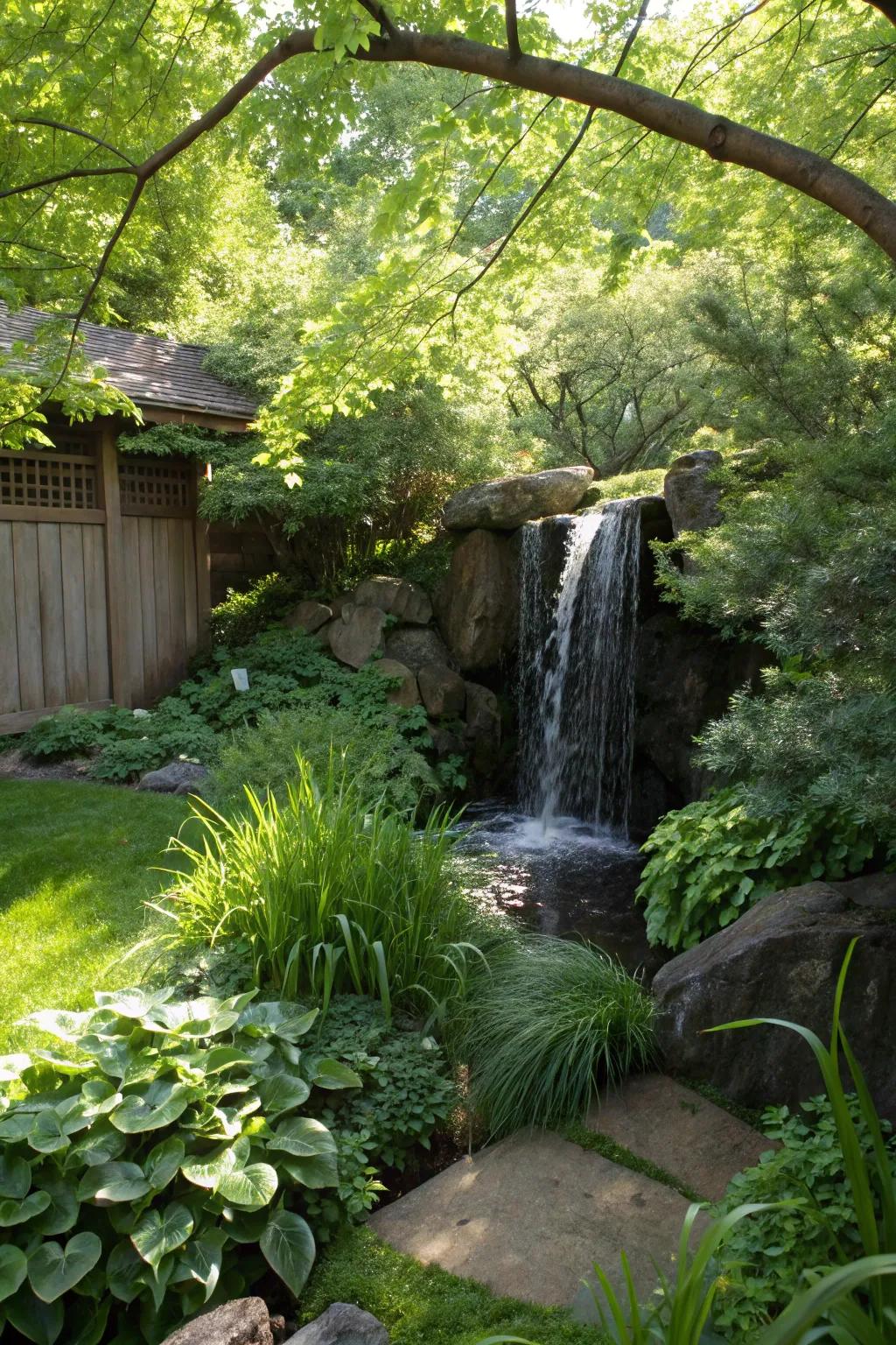 A hidden waterfall provides a private escape in your garden.