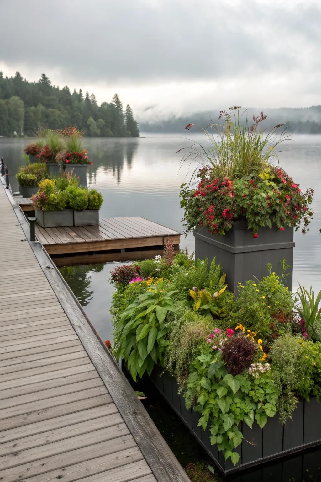 Integrating plants into your dock design adds a touch of natural beauty and serenity.