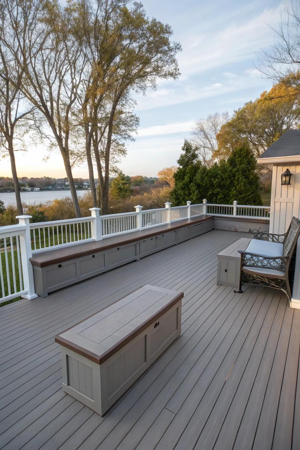 Built-in storage keeps your deck organized and tidy.