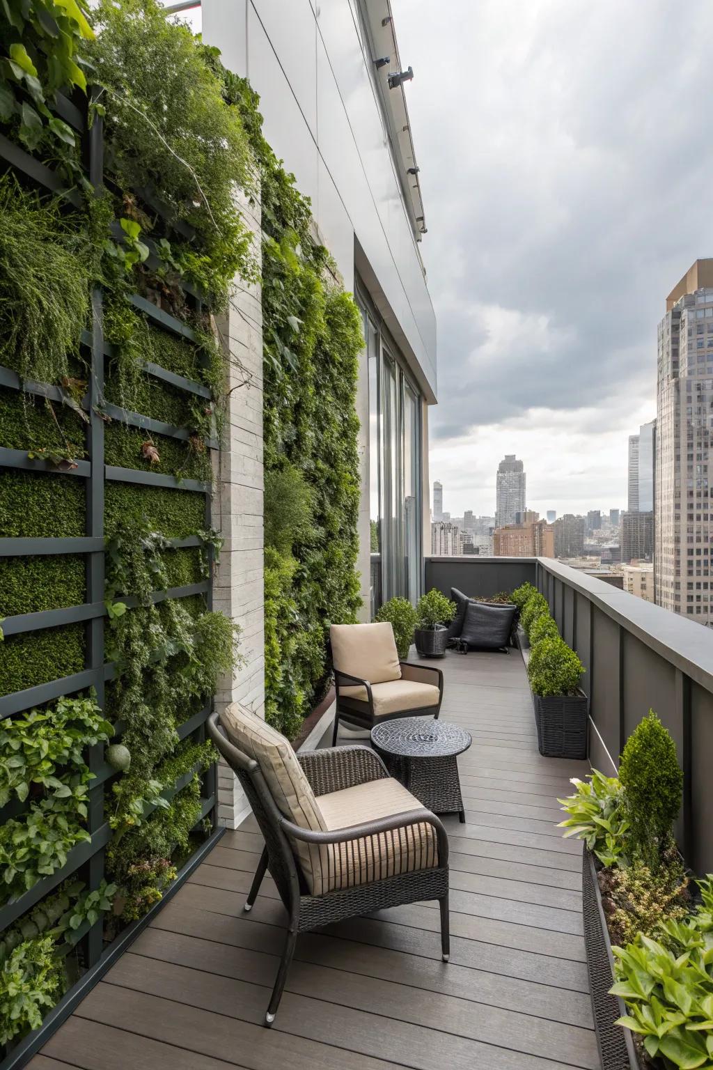 Create an oasis in the city with vertical gardens and smart design.