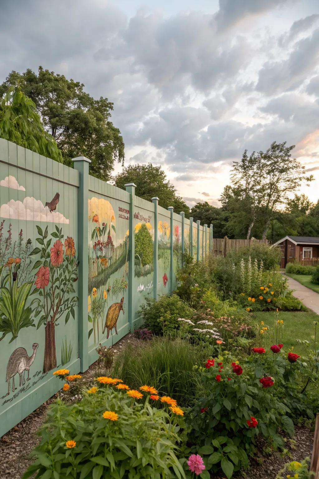 Nature-inspired murals transform fences into stunning works of art.