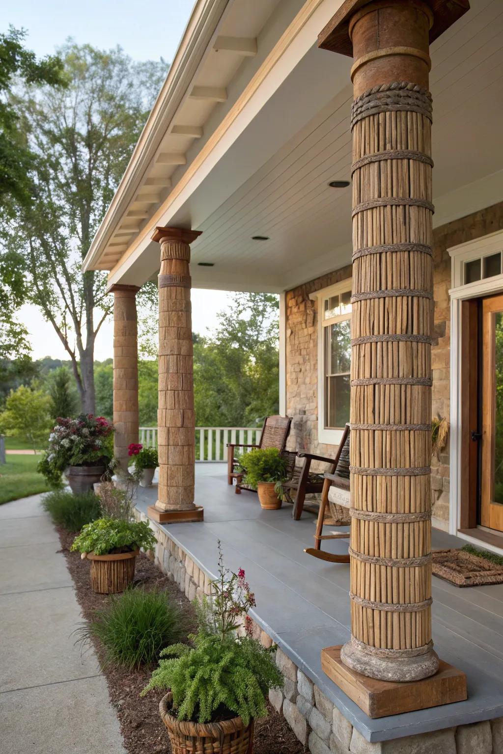 Eco-friendly materials create a sustainable and stylish porch.