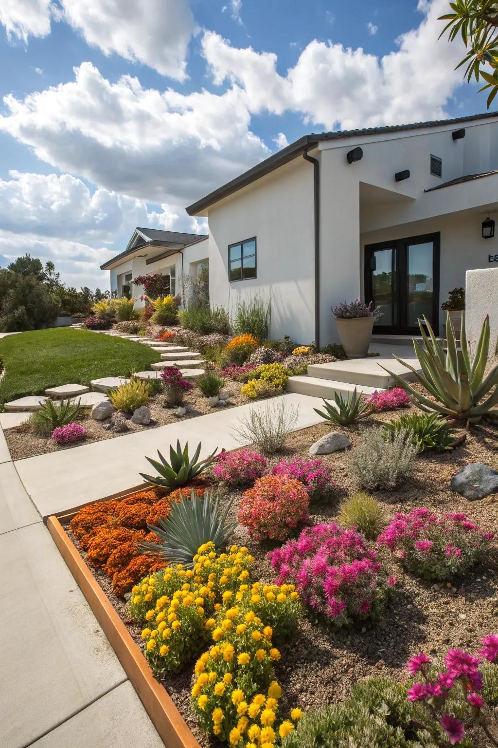 Vibrant plants add a splash of color to drought-tolerant landscapes.
