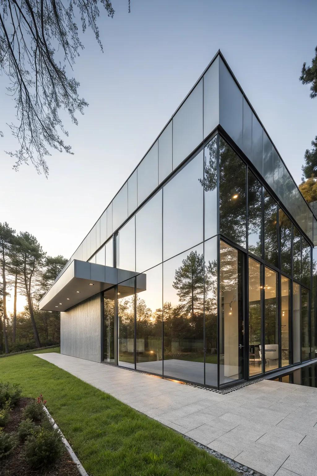 Reflective cladding enhances light and space in modern designs.