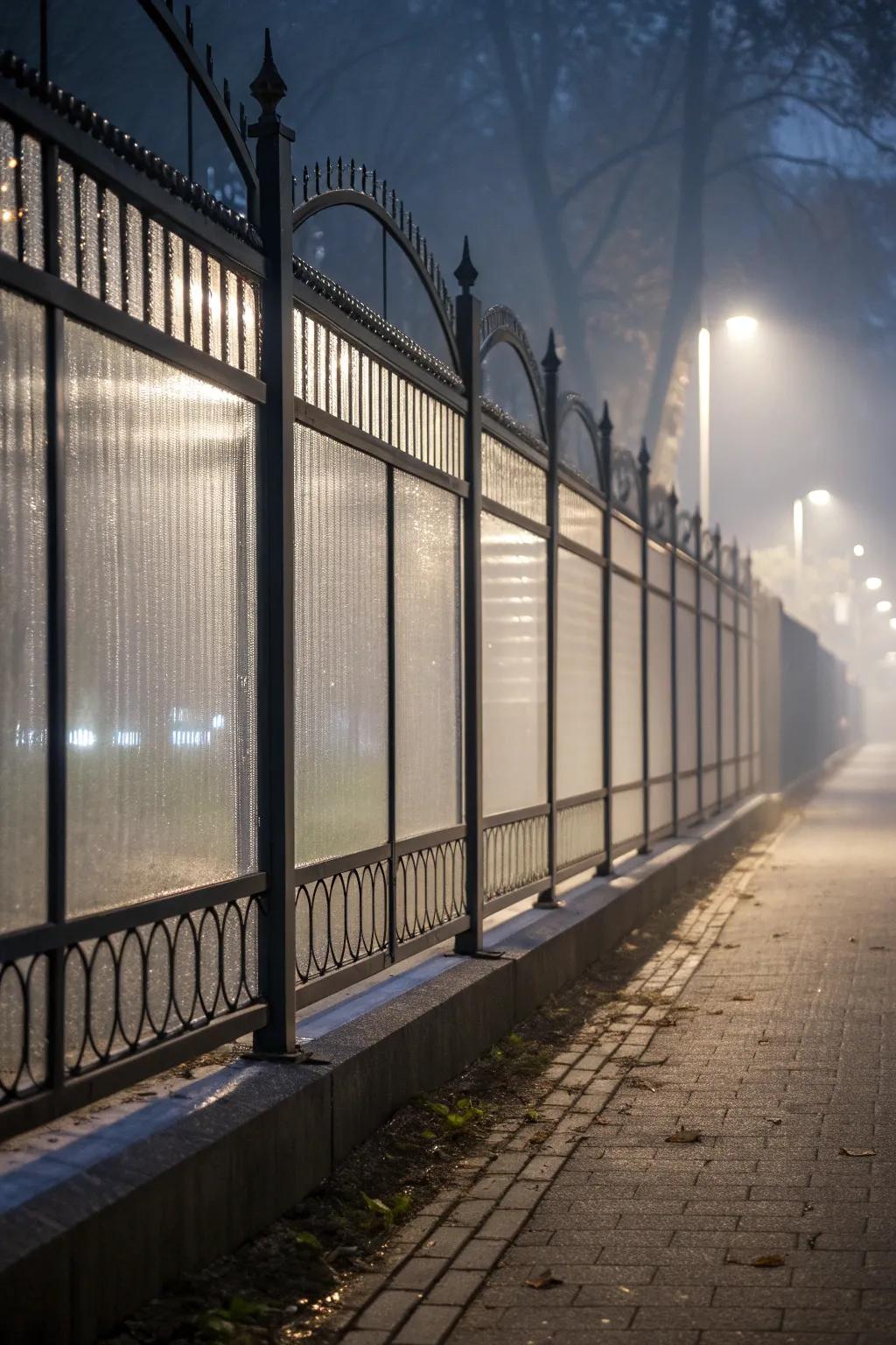 Privacy fence with a view through translucent panels