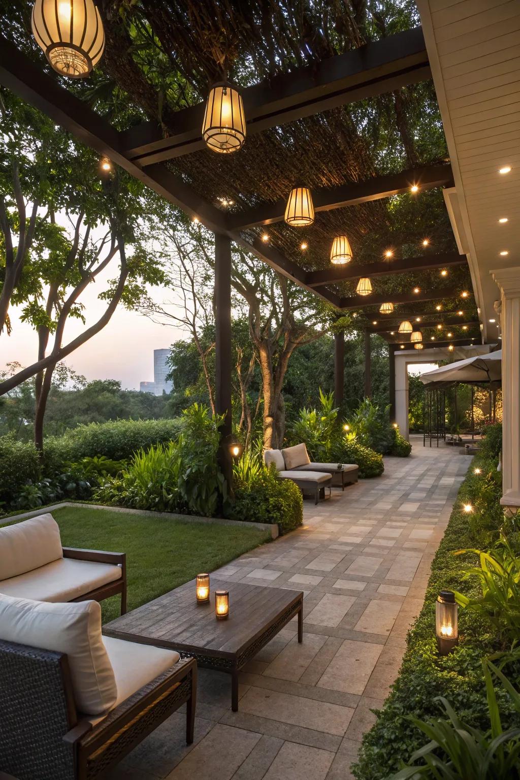 Unwind with soft and subtle ceiling lights.