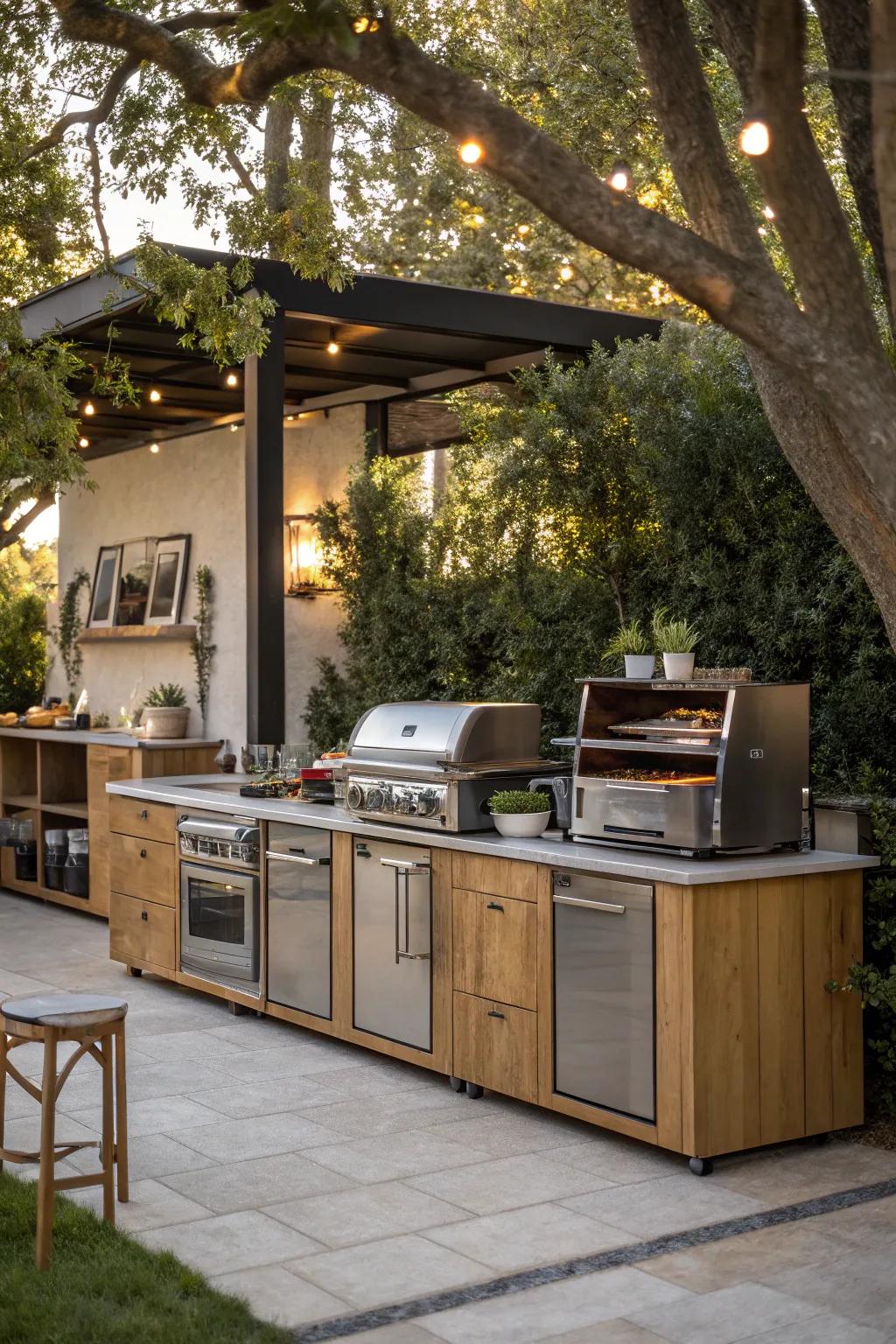Customizable modules provide adaptability and personalization to outdoor kitchens.