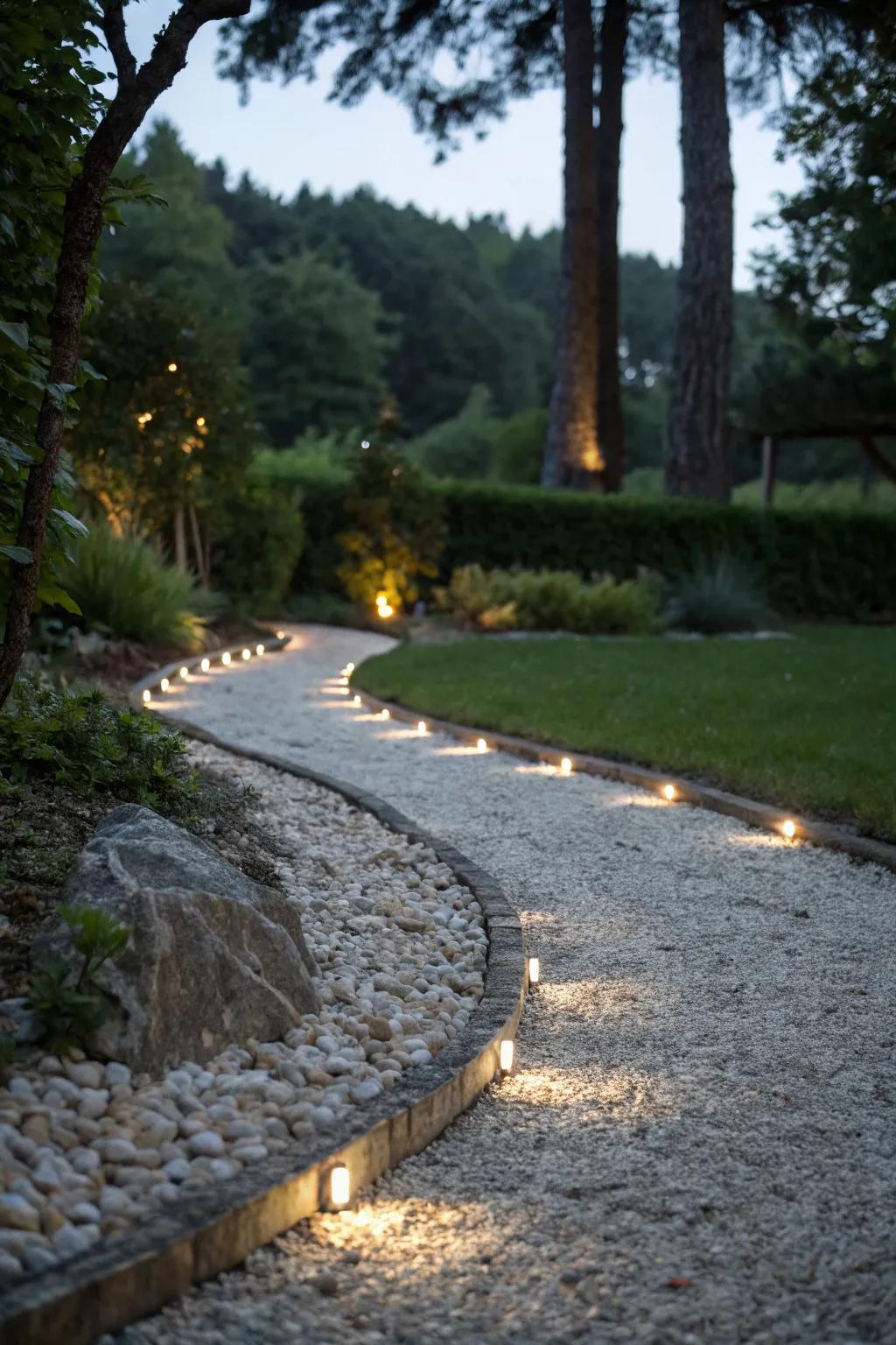 Pathway lights ensure safety and add nighttime charm.