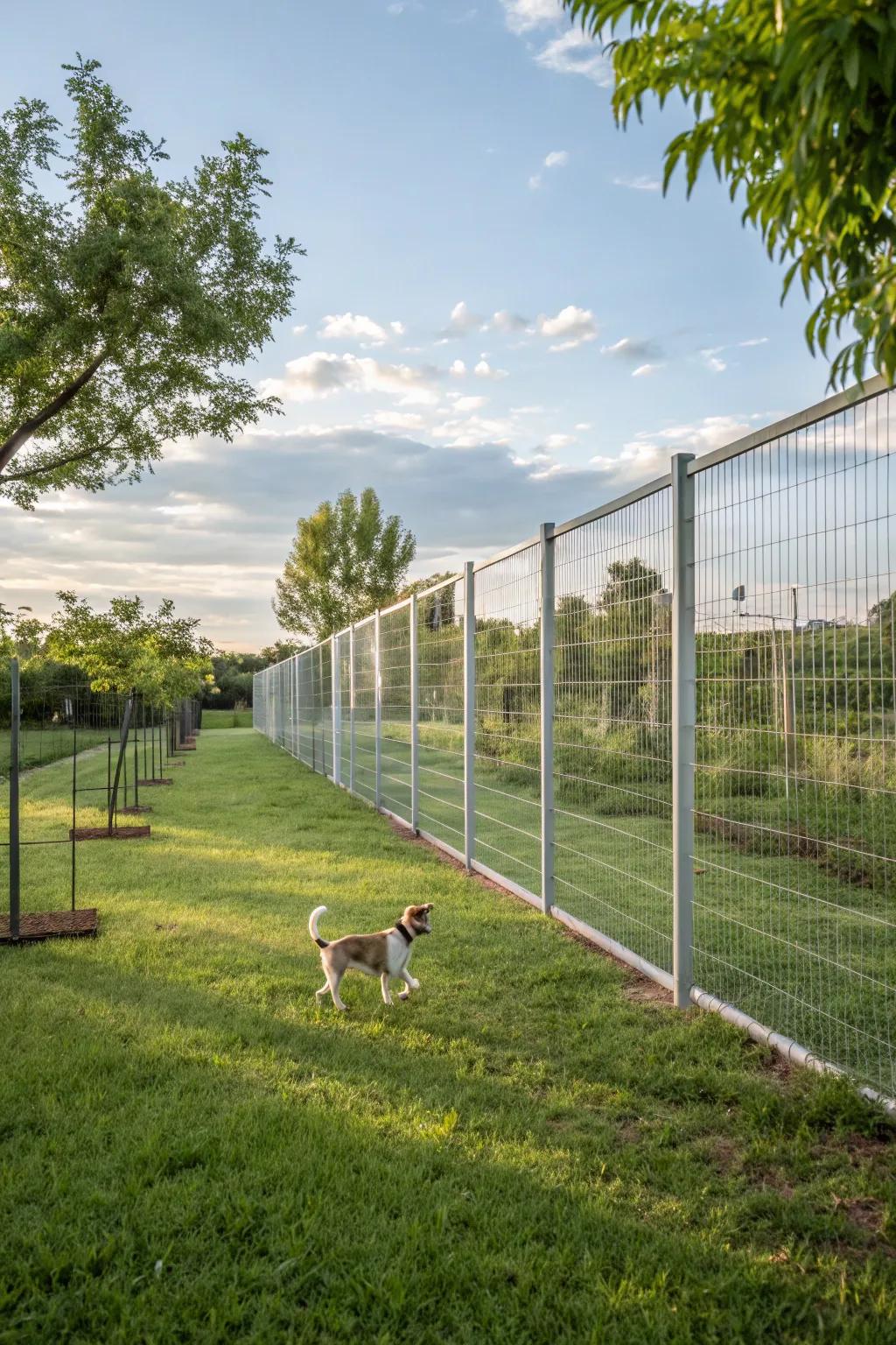 Safe and playful pet areas with clear fencing.