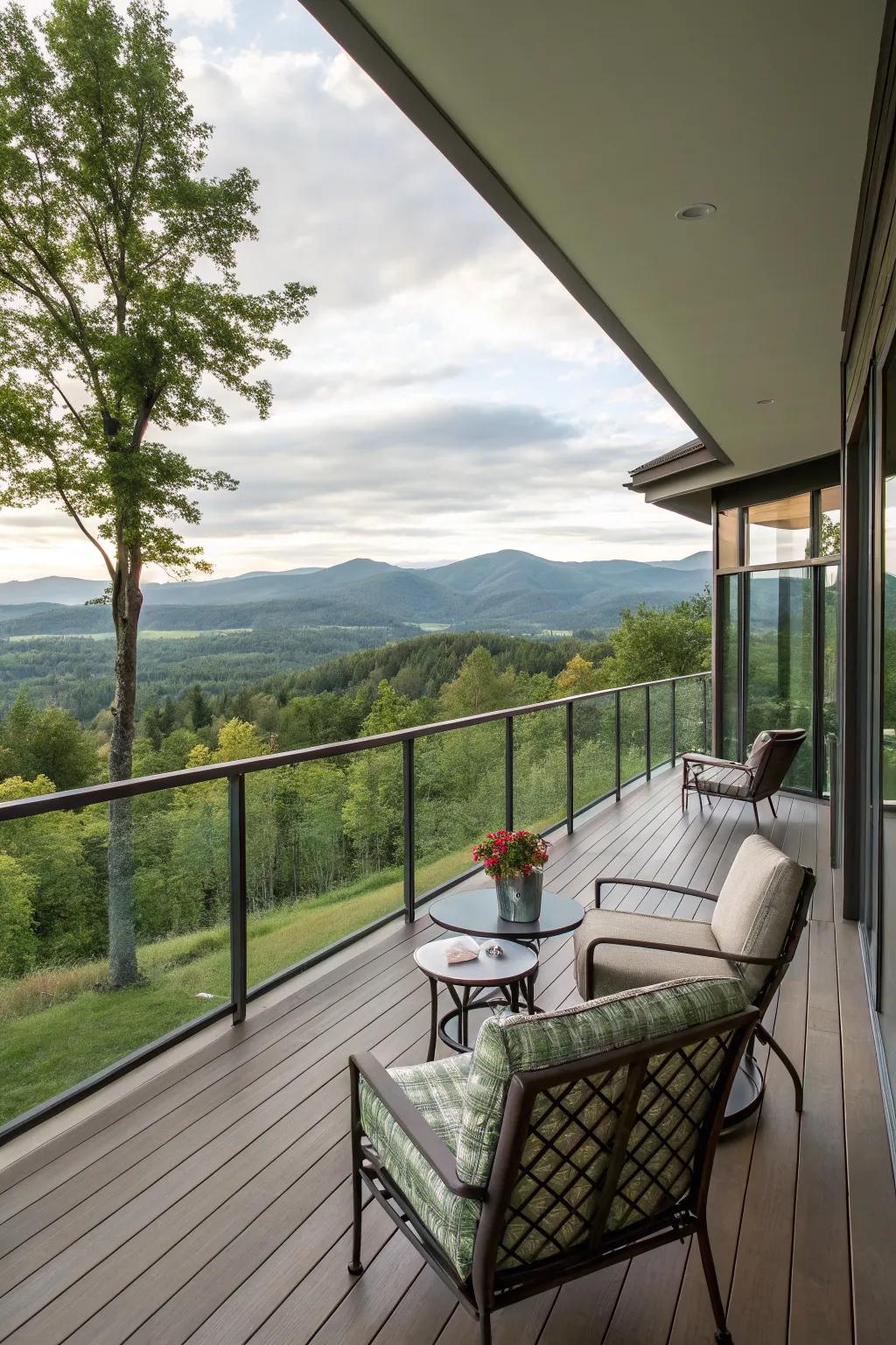 A wrap-around deck offering expansive views.