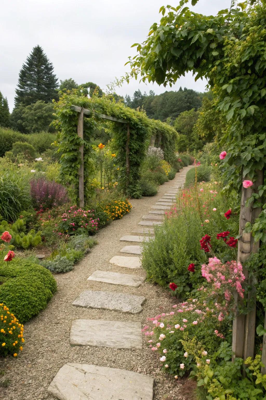A mixed material path that adds character to your garden.