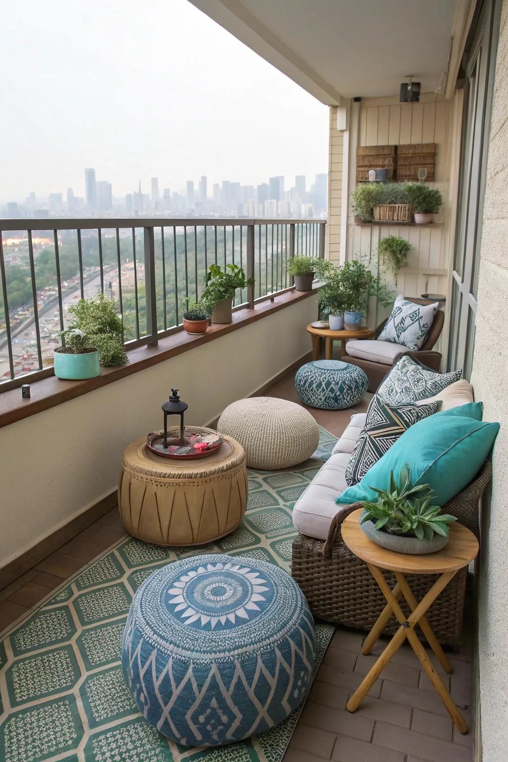 Multi-functional decor maximizes space and utility.