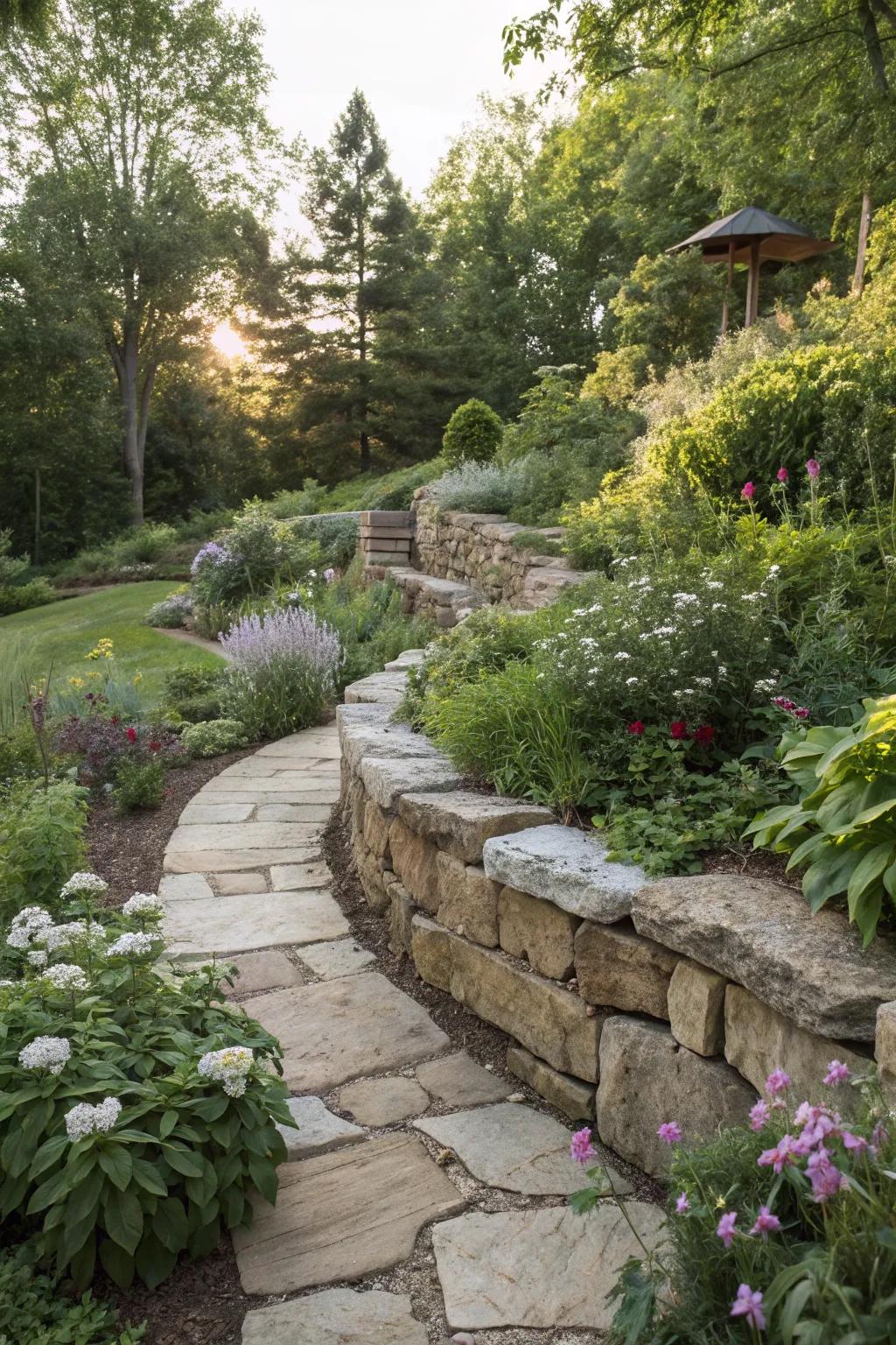 A rugged stone wall featuring a variety of irregular shapes.