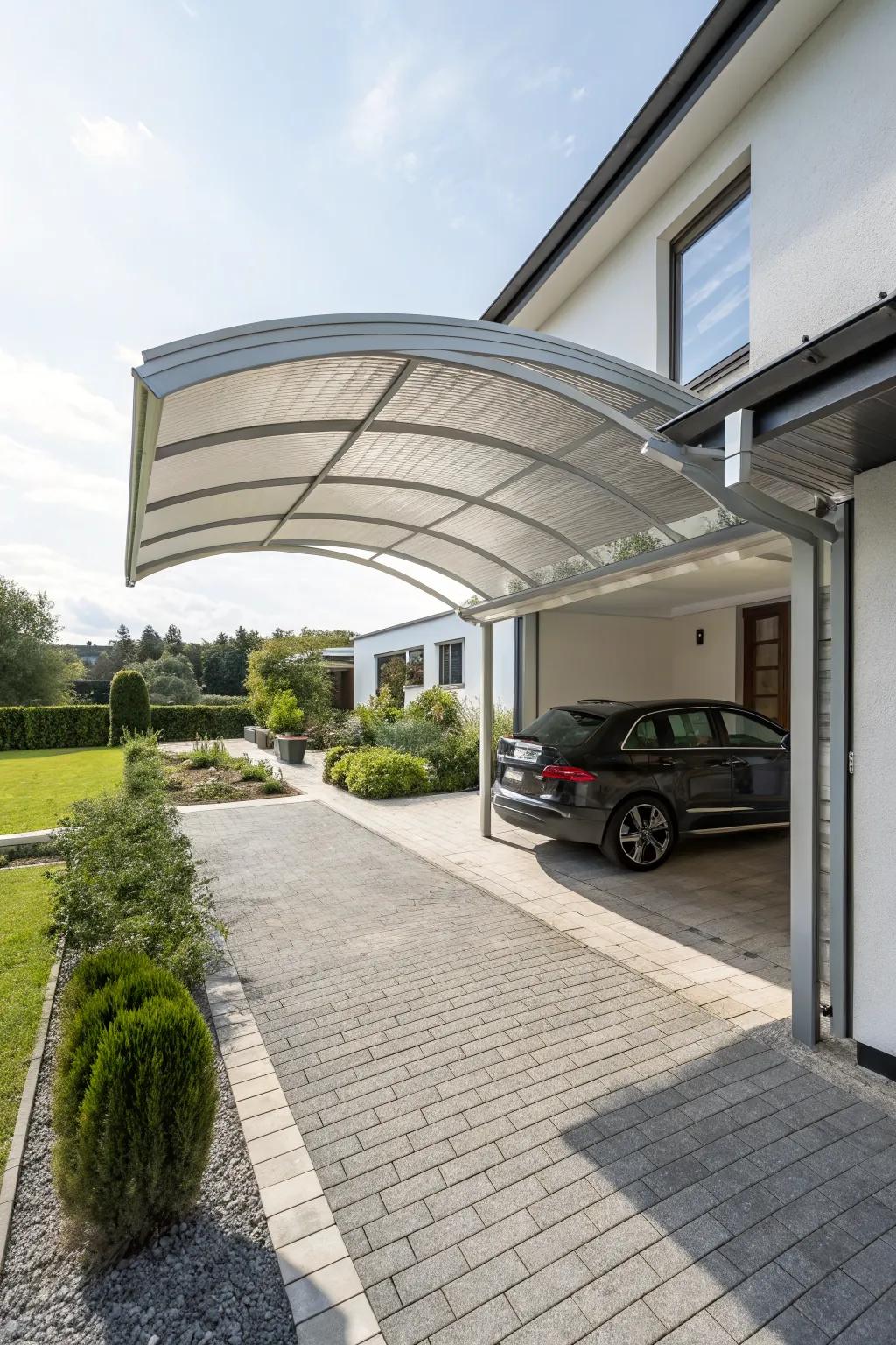 Curved aluminum creates a sleek, modern aesthetic.