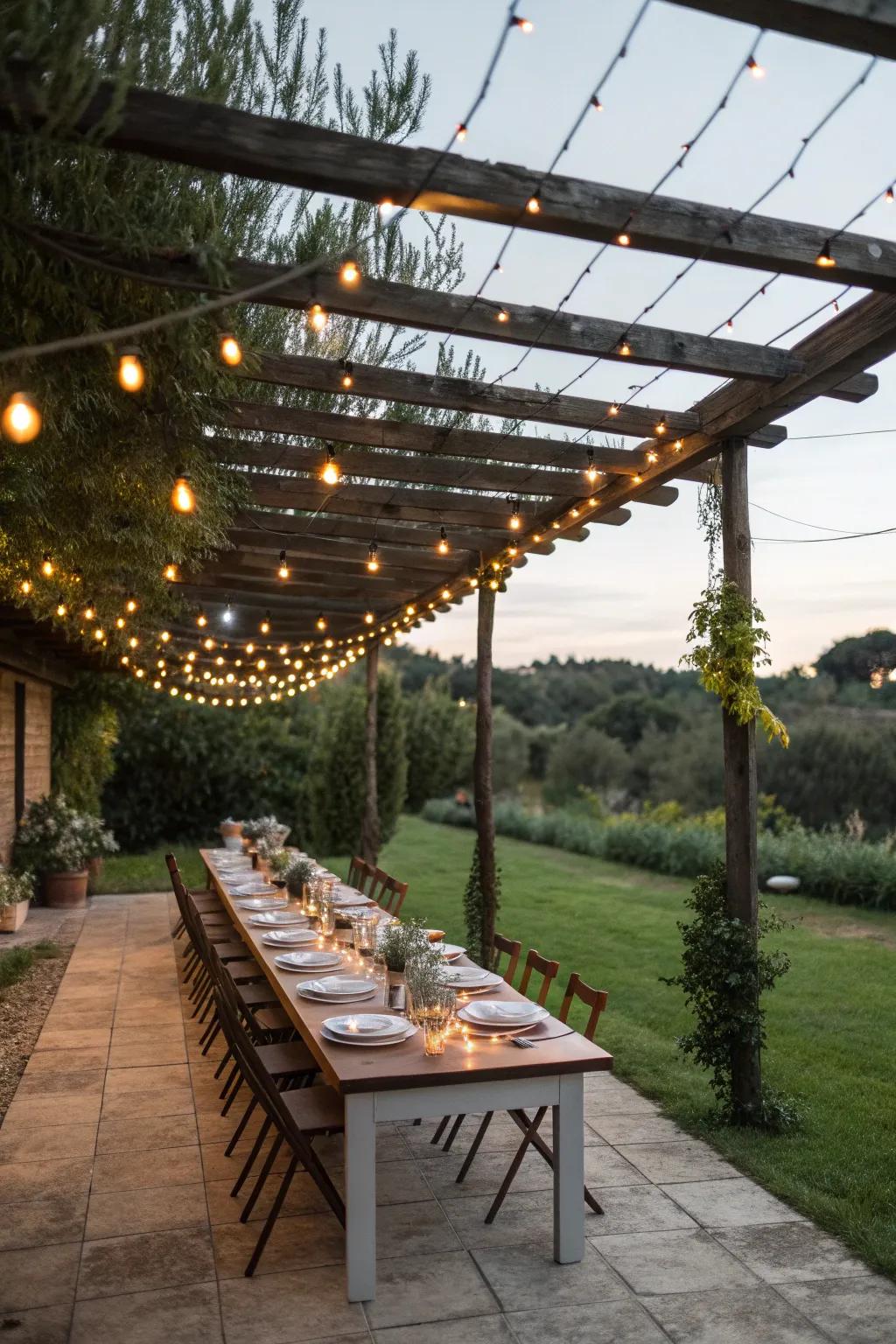 Dine under the stars with an inviting alfresco setup.