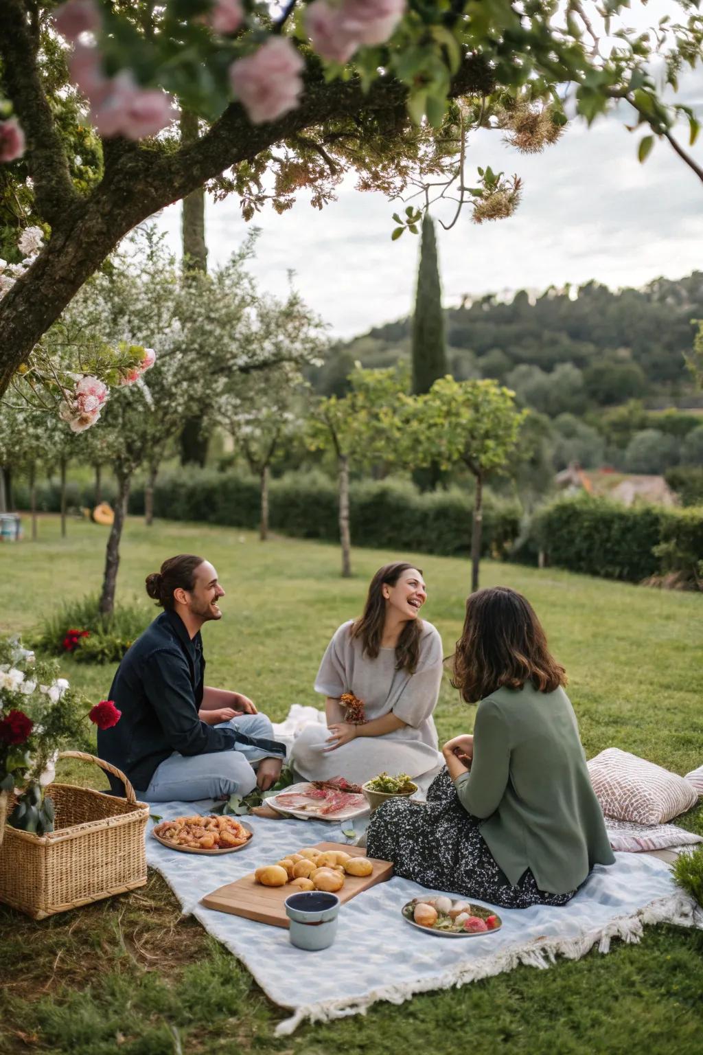 Picnic blankets offer a cozy and casual seating experience