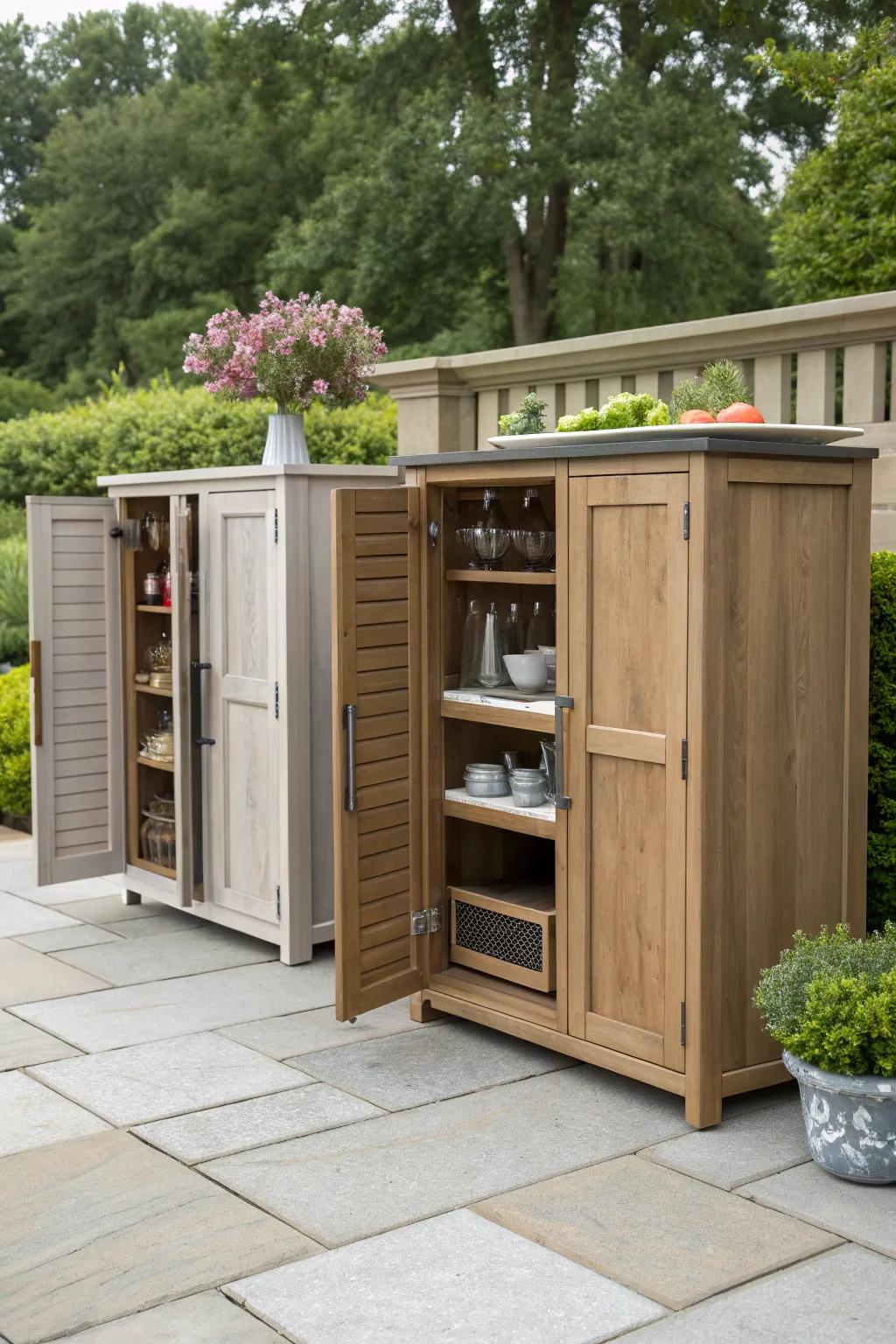 Personalize your outdoor kitchen with cabinets configured to meet your unique needs.