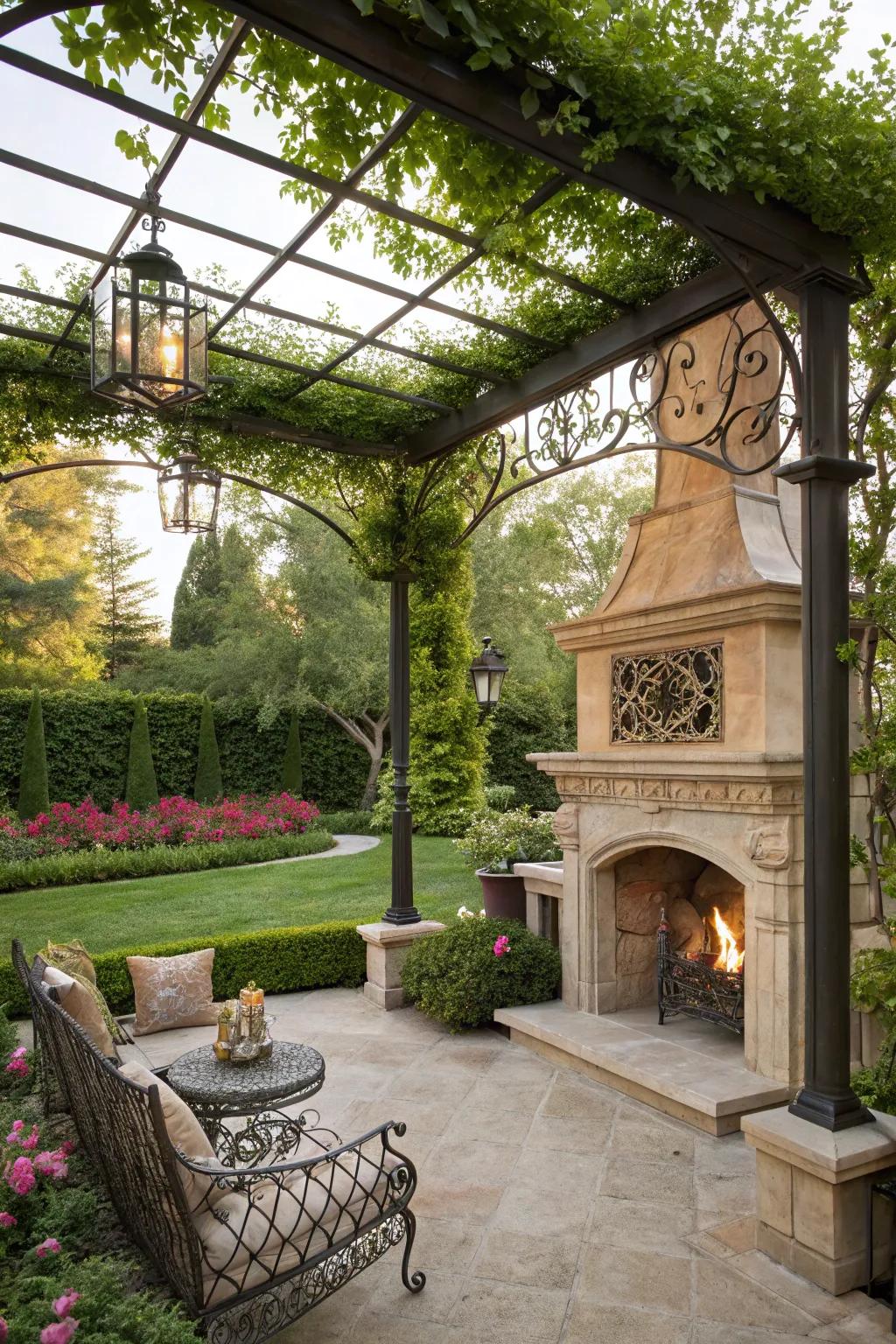 A vintage-inspired pergola adds charm and nostalgia.