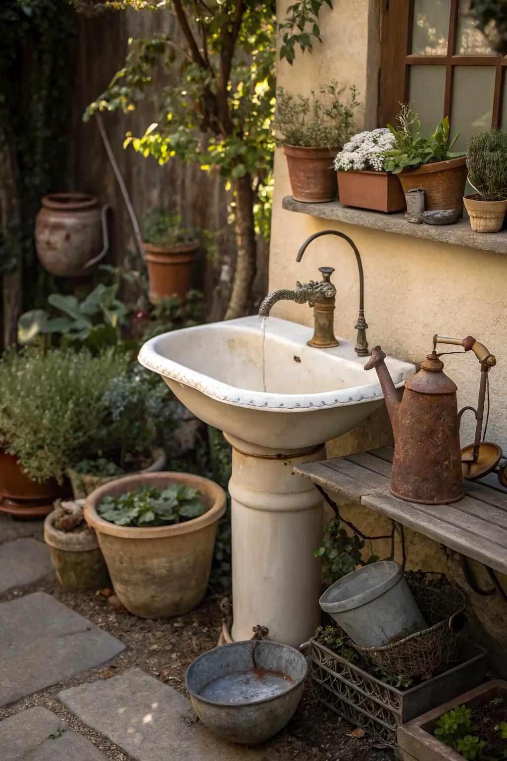 Add nostalgic elegance with a vintage faucet feature.