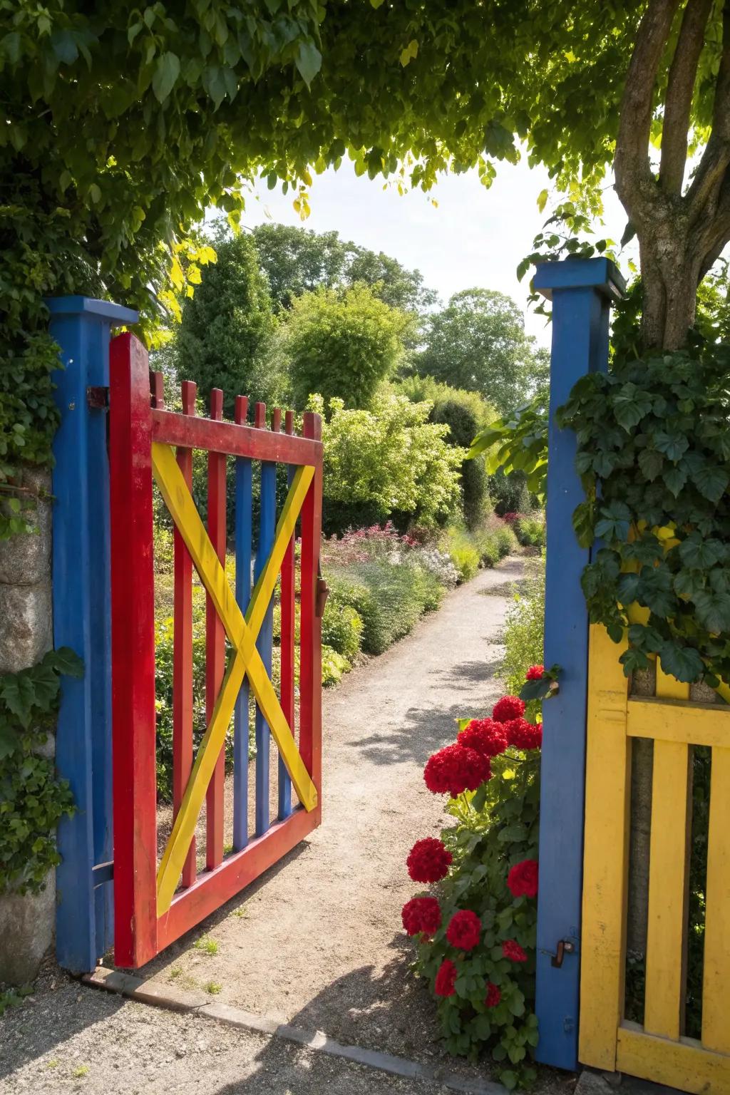 Brightly colored gates make a bold statement and reflect personal style.