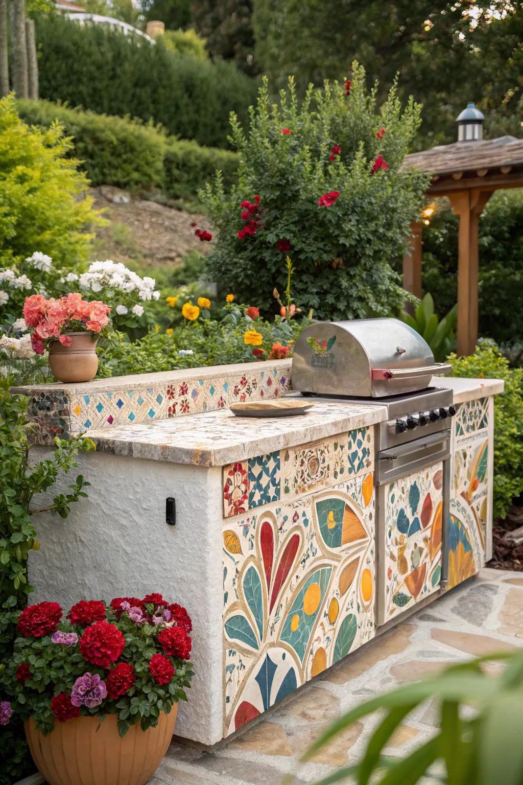 Terrazzo: playful patterns for a lively outdoor kitchen.