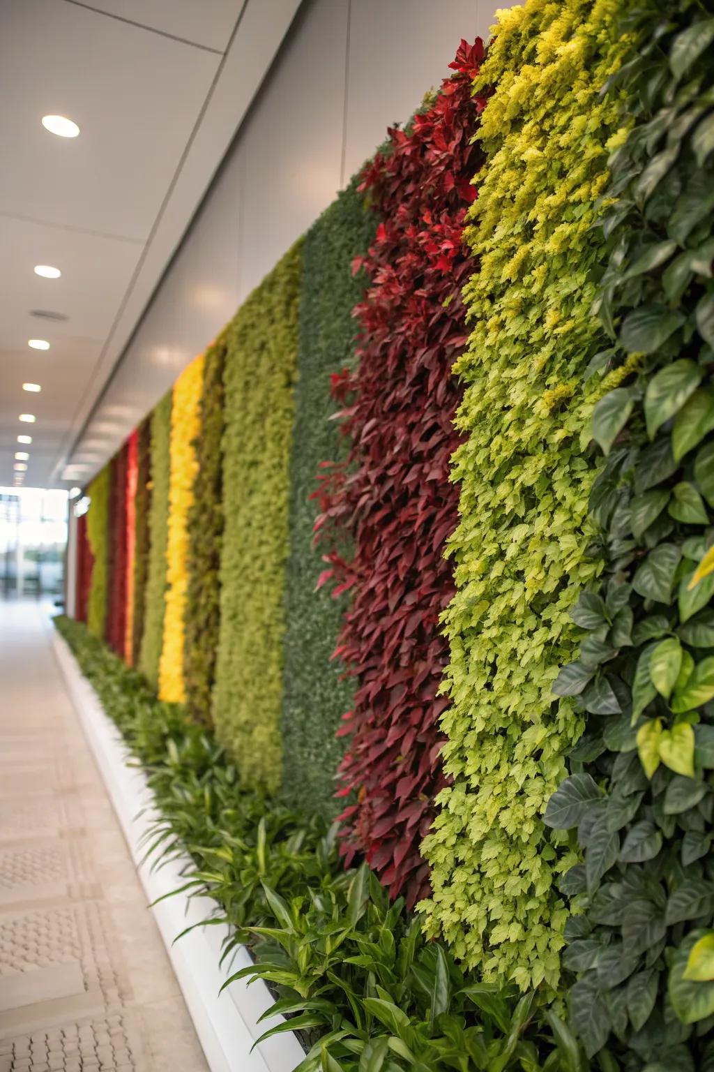 Color-blocking plants make a bold and stylish living wall.