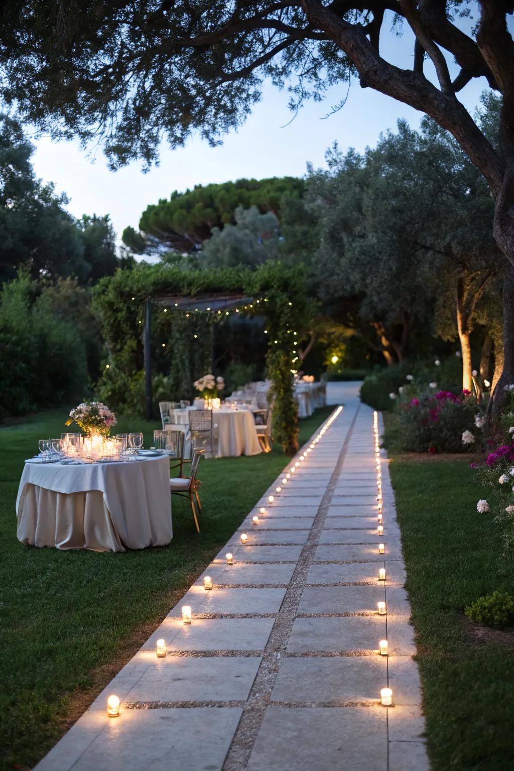 Pathway lighting guides guests safely and stylishly.
