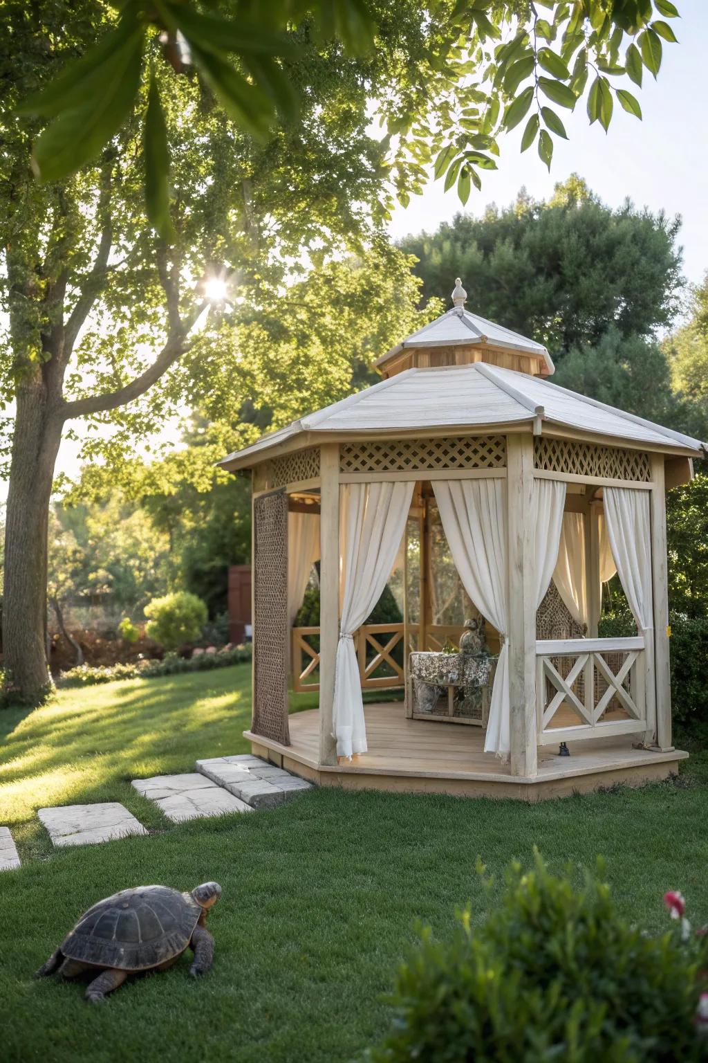 Transform your garden with a minimalist gazebo—where simplicity meets natural elegance.